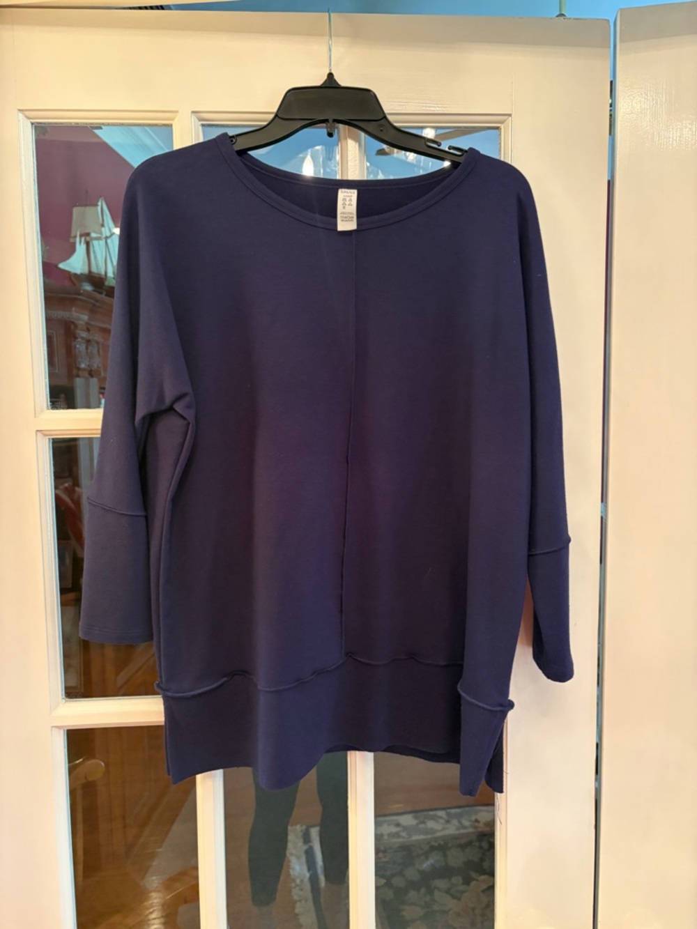 SPANX Deep Navy Relaxed Seam-Front Long Sleeve Tunic